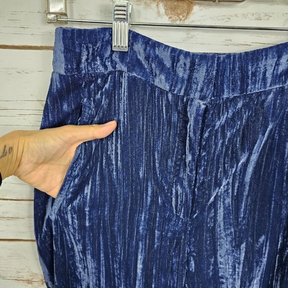 Topshop 2 PC Set Textured Velvet Blazer Jacket & Trouser Pant Blue Size 2 - Picture 10 of 16